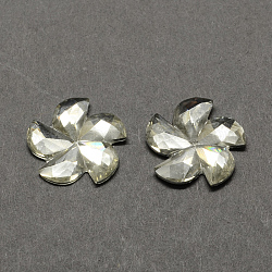 Flower Resin Cabochons, Silver Buttom Plated, Clear, 16x16.5x2mm, about 2000pcs/bag