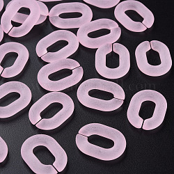 Anneaux de liaison acryliques transparents, connecteurs à liaison rapide, pour la fabrication de chaînes de câble, mat, ovale, perle rose, 24x18x5mm, diamètre intérieur: 13x7 mm, environ 403 pcs/500 g