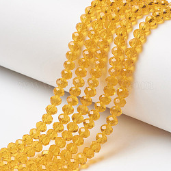 Chapelets de perles en verre, facette, rondelle, orange, 8x6mm, Trou: 1mm, Environ 65~68 pcs/chapelet, 15.7~16.1 pouce (40~41 cm)