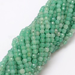 Natural Agate Bead Strands, Dyed, Faceted, Round, Pale Green, 4mm, Hole: 0.8mm, about 90~92pcs/strand, 14 inch