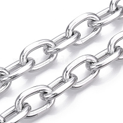 Cadena portacables facetada de aluminio, cadenas de eslabones ovalados con corte de diamante, sin soldar, Platino, 22x14x4mm