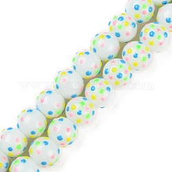 Handmade Bumpy Lampwork Beads Strands, with Enamel, Round, Colorful, 10~10.5mm, Hole: 1.8mm, about 37pcs/strand, 13.39~13.58 inch(34~34.5cm)