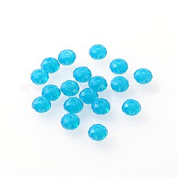 Austrian Crystal Beads, 5040 6mm, Faceted Rondelle, DeepSky Blue Opal, Size: about 6mm in diameter, 4mm thick, hole: 1mm