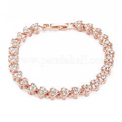 Bracelet tennis strass cristal, bracelet de chaîne de lien de coeur d'alliage pour des femmes, or rose, diamètre intérieur: 2 pouce (5 cm)