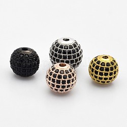 Cz Messing-Mikro pflastern Klasse AAA schwarz Zirkonia runde Perlen, Cadmiumfrei und Nickel frei und Bleifrei, Mischfarbe, 6 mm, Bohrung: 1.5 mm