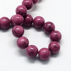 Chapelets de perles en turquoise synthétique teintée, ronde, vieille rose, 12mm, Trou: 1.5mm, Environ 33 pcs/chapelet, 15.7 pouce