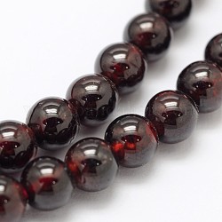 Granate abalorios redondos hebras, 6mm, agujero: 1 mm, aproximamente 61 pcs / cadena, 15 pulgada
