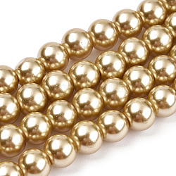Cottura dipinto di perle di vetro perlato fili di perline rotondo, goldenrod, 8~9mm, Foro: 1 mm, circa 105pcs/filo, 31.4 pollice
