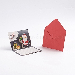 Рождественские всплывающие открытки и набор конвертов, прикольные уникальные 3d праздничные открытки, подарки на рождество, Дед Мороз и подарок, шифер серый, 8.5x10.5x0.01 см, 81x10x0.04 см