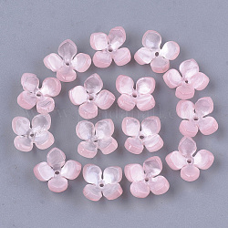 Tappi di perline di acetato di cellulosa (resina), 4 -petal, fiore, roso, 14x14x6mm, Foro: 1.2 mm