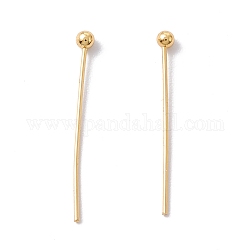 Brass Ball Head Pins, Cadmium Free & Lead Free, Real 18K Gold Plated, 20mm, Head: 2mm, Pin: 0.5mm, 24 Gauge