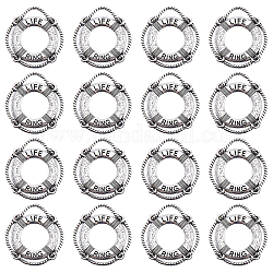 Sunnyclue 50 pz pendenti in lega in stile tibetano,  cadmio& piombo libero, anello di vita / salvagente / cerchio di sughero, argento antico, 24x22x2mm, Foro: 3 mm