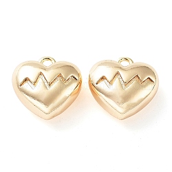 Rack Plating Brass Charms, Heart Charm, Real 18K Gold Plated, 11x11x5.5mm, Hole: 1.2mm