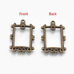 Tibetan Style Alloy Rectangle Chandelier Components Links, Cadmium Free & Nickel Free & Lead Free, Antique Bronze, 26x17x1.5mm, Hole: 1mm