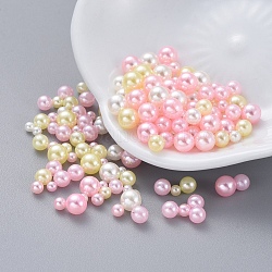 ABS Kunststoff Nachahmung Perle, keine Lochkorne, UV-Harzfüller, Epoxidharz Schmuckherstellung, Runde, rosa, 2.3~4.7 mm, ca. 250 Stk. / Beutel