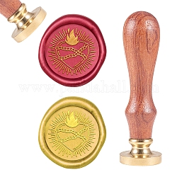 DIY Scrapbook, Brass Wax Seal Stamp, with Natural Rosewood Handle, Bound Heart Pattern, 25mm