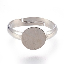 Componenti di anelli di dito regolabili in ottone, pad risultati di base anello, rotondo e piatto, platino, vassoio: 8mm, 14.5mm