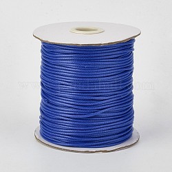 Cordon en polyester ciré coréen écologique, bleu, 0.8mm, environ 174.97 yards (160 m)/rouleau