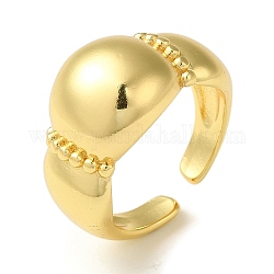 Rack Plating Brass Open Cuff Rings for Women, Oval, Real 18K Gold Plated, Inner Diameter: 18.2mm