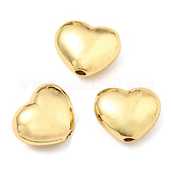 Perline in ottone, placcato di lunga durata, piombo & cadimo libero, cuore, vero placcato oro 18k, 9x11x5.7mm, Foro: 1.6 mm