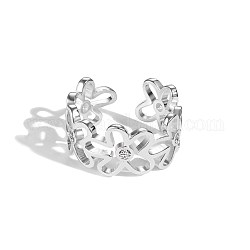 Открытое кольцо-манжета из стерлингового серебра s925 для женщин, формы цветка, серебряные, 10 мм, размер США 5 3/4 (16.3 мм)