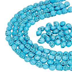 Arricraft 10 filo di perline con teschio blu cielo, perline sintetiche con testa di teschio turchese a forma di teschio perline sciolte in pietra per la creazione di gioielli