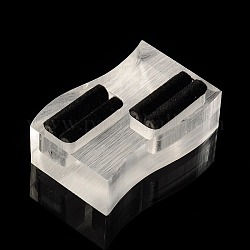 Organischen Glasring Displays, mit schwarzem Samt, Twist Rechteck, Transparent, 37x59x19 mm