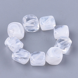 Perles acryliques, pierre d'imitation, blanc clair, 11.5x11.5x9mm, trou: 1.8 mm, environ 855 pcs / 500 g