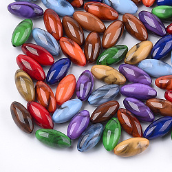 Perles acryliques, style de pierres fines imitation, ovale, couleur mixte, 20.5x9.5mm, Trou: 1.6mm, environ 455 pcs/500 g