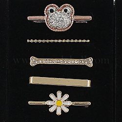 Uhrarmband-Charme-Set aus Froschlegierung mit Strassen, Blume Uhrenarmband dekorative Ringschlaufen, Kristall, 21x3 mm, 5 Stück / Set