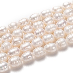 Brins de perles de culture d'eau douce naturelles, riz, bisque, 10~11x8~9mm, Trou: 0.7mm, Environ 34 pcs/chapelet, 14.17 pouce (36 cm)