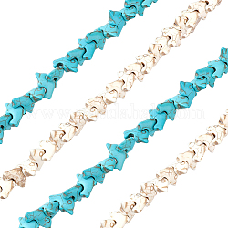 Superfindings 4 fili 2 colori perline turchesi sintetiche fili delfino perline di pietre preziose oceano vita marina perline allentate del distanziatore per braccialetti fai da te collana creazione di gioielli, Foro: 1 mm