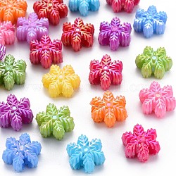 Непрозрачные шарики cmолы, AB цвет, снежинка, разноцветные, 14.5x13x6.5 мм, отверстие : 4 мм, около 1000 шт / упаковка