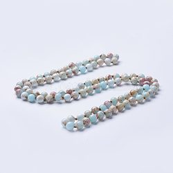Perlenketten aus natürlichem Regalit / imperialem Jaspis / Seesediment-Jaspis, Runde, gefärbt und erhitzt, blassem Türkis, 36 Zoll (91.44 cm)