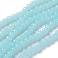 Imitation Jade Glass Beads Strands, Spray Painted, Round, Pale Turquoise, 6mm, Hole: 1.3~1.6mm, about 133pcs/strand, 31.4 inch
