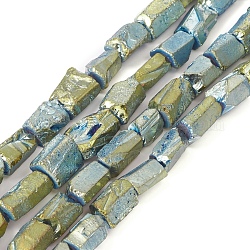 Chapelets de perles de cristal de quartz naturel électrolytique, pépites, vert plaqué, 12~14x6~10x6~10mm, Trou: 1mm, Environ 30 pcs/chapelet, 15.35 pouce (39 cm)