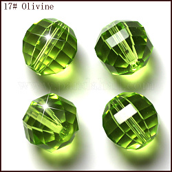 Имитация австрийских кристаллов, класс AAA, граненые, круглые, желто-зеленый, 10 мм, отверстие : 0.9~1 мм