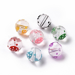 Handmade Lampwork Beads, Round with Mushroom, Mixed Color, 11.5mm, Hole: 1.5mm
