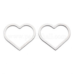 304 Stainless Steel Linking Rings, Heart, Stainless Steel Color, 22.5x25x1mm