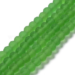 Transparente Glasperlen Stränge, facettiert, matt, Rondell, lime green, 3 mm, Bohrung: 1 mm