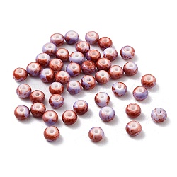 Perles de rocaille en verre, rondelle, firebrick, 8x5mm, Trou: 2mm, environ 232 pcs / sachet 
