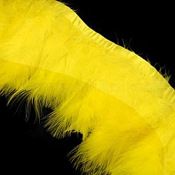 Accessoires de costume de fil de tissu de plume à la mode, jaune, 120~190x28~56mm, environ 2 m / sac