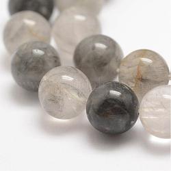 Chapelets de perle en quartz nuageux naturel, ronde, 6mm, Trou: 0.8mm, Environ 61 pcs/chapelet, 15.5 pouce (39 cm)