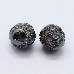 Messing Zirkonia Perlen, Runde, Bleifrei und cadmium frei, Metallgrau, 4 mm, Bohrung: 0.5 mm
