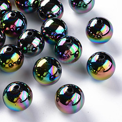Perline acrilico opaco, ab colore placcato, tondo, nero, 20x19mm, Foro: 2~3 mm, circa 111pcs/500g