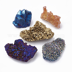 Galvanisieren Sie natürliches Druzyquarzkristallhauptdekorationen, Display-Dekorationen, zufällige Form, Mischfarbe, 40~120x30~120x20~60 mm