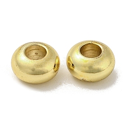 Rack Plating Large Hole Brass  Beads, Cadmium Free & Lead Free, Long-Lasting Plated, Round, Real 18K Gold Plated, 6x4mm, Hole: 2.5mm