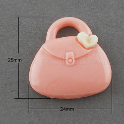 Resin Cabochons, Bag, Coral, 25x24x5mm, Hole: 7x4mm