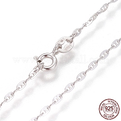 Collares de cadena de eslabones marineros de plata de ley 925 con baño de rodio, con cierres de anillo de resorte, Platino, 17.7 pulgada (45 cm)