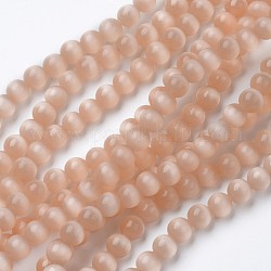 Katzenaugen-Perlen, Runde, Navajo weiß, 6 mm, Bohrung: 1 mm, ca. 66 Stk. / Strang, 15.5 Zoll